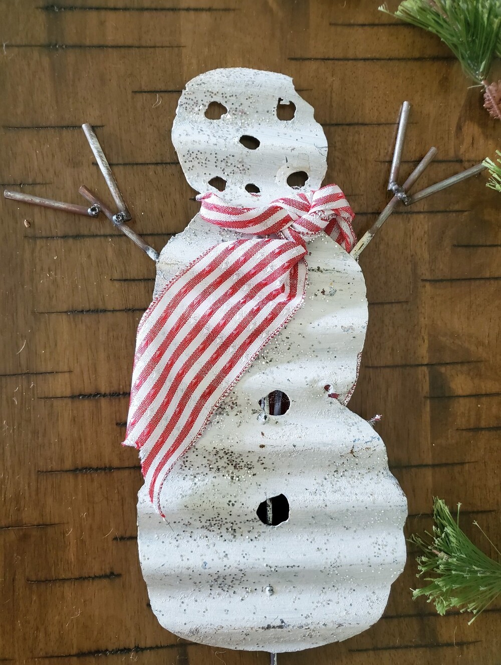 Rustic Corrugated Metal Snowman 10x10 Holiday Plant Stake Primitive Garden Decor